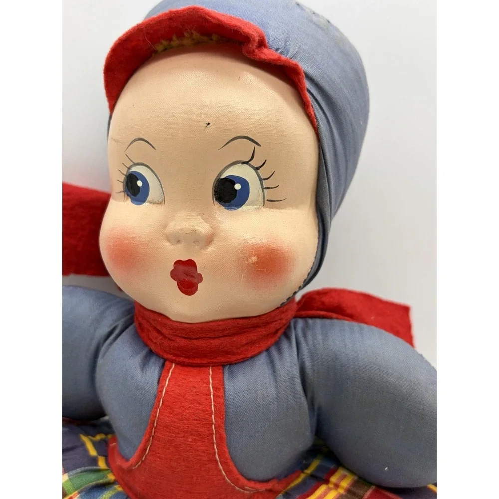 1950s Vtg Carnival Prize Baby Doll Plush With Plastic Face - 13